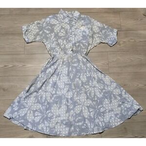 S. L. Petites Fashions Dress True Vintage Womens Size 10 Blue Floral *Stains*‎